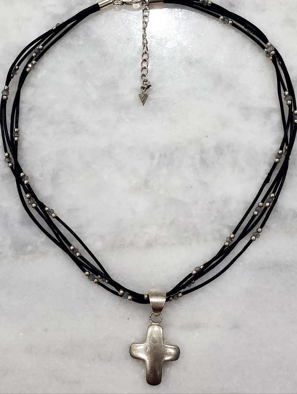 Silpada Black Leather Necklace w/Charm Pendant
